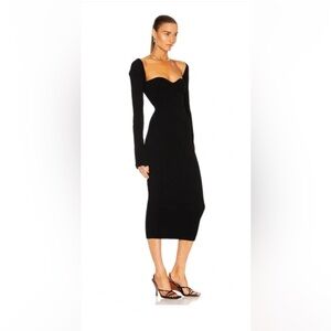 Khatie Beth Ribbed Knit Elegant Black Long Sleeve Dress